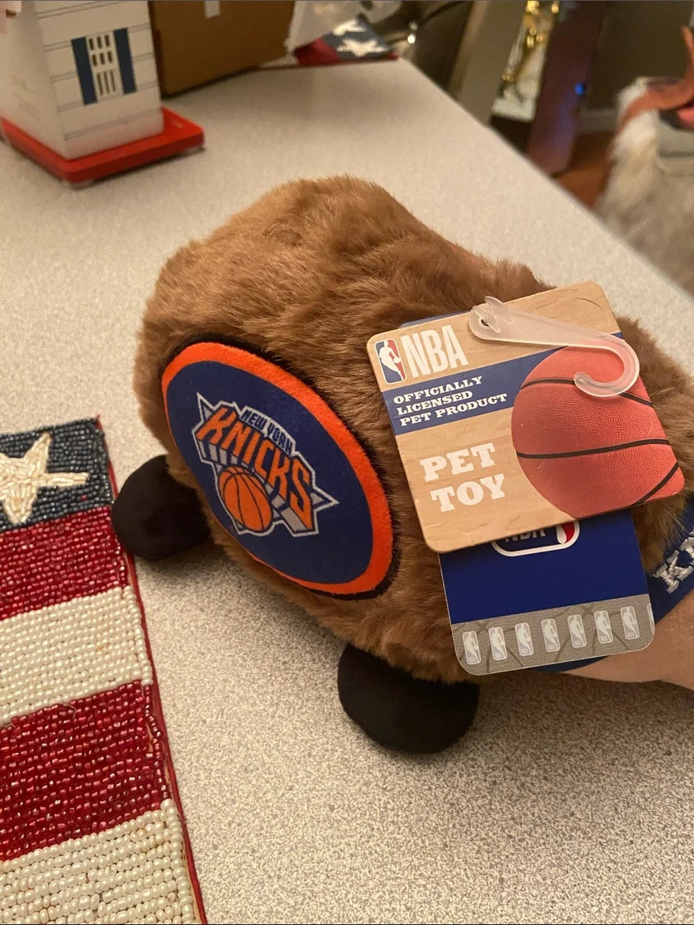 NBA Knicks Plush Hedgehog Toy in Brown and Blue